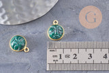 Pendentif visage de lune malachite naturelle argent 925 doré 18K 19mm, pendentif amulette pierre naturelle x1 (G9875)