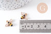Pendentif zamac doré abeille émaillée,thème nature et insectes, pendentif pour création de bijoux,12mm, x2 (G5470)