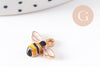 Pendentif zamac doré abeille émaillée,thème nature et insectes, pendentif pour création de bijoux,12mm, x2 (G5470)