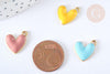 Pendentif zamac doré cœur émail couleur pastel 16mm, x5 (G7308)