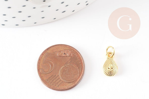 Pendentif zamac doré,fournitures créatives, sans nickel,creation bijoux,perle géométrique,9.5mm, x5 G5456