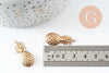Pendentifs Ananas laiton brut 29mm, pendentif laiton brut, bijou tropical,sans nickel,tropical, x5 (G1609)