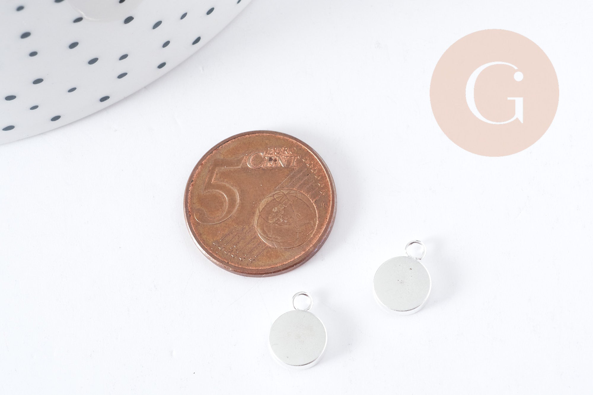 Pendentifs Supports cabochons ronds acier 201 inoxydable platine 11mm, x5 (G9044)
