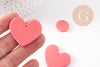 Pendentifs coeur polymère rose fuchsia 18-38mm, x2 (G10538)