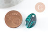 Pendentifs coquillage cauri vert marbré perle acrylique 19mm, x10 (G1228)