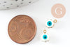 Pendentifs doré Fleur émail blanc, mauvais oeil, laiton doré, pendentif chance,création bijoux,9mm, x10 G0408