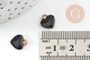 Pendentifs doré cœur émail noir, pendentif coeur, laiton brut, pendentif amour,10mm, x10 G3571