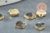 Pendentifs doré cœur émail noir, pendentif coeur, métal doré, pendentif amour, 8mm, x10 G1883