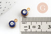 Pendentifs doré émail bleu marine, mauvais oeil, laiton doré, pendentif chance,création bijoux,10mm, x10 G2980