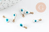 Pendentifs doré goutte émail blanc, mauvais oeil, laiton doré, pendentif chance,création bijoux,9mm, x10 G3330
