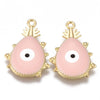 Pendentifs doré goutte émail rose zamac doré oeil protecteur, pendentif chance,28mm, x1 (G5471)