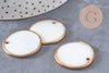 Pendentifs dorés ronds coquillage naturel en nacre blanche 30mm, création bijoux coquillage x2 (G1843)