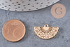 Pendentifs éventail en laiton laiton doré 18K zircon 14mm, un adorable pendentif pour la création de bijoux DIY, x1 (G5980)
