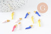 Pendentifs piment émail multicolore zamac doré 14.5mm, breloque colorée pour création bijoux, x5 (G9540)