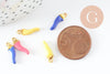 Pendentifs piment émail multicolore zamac doré 14.5mm, breloque colorée pour création bijoux, x5 (G9540)