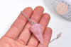 Pendule radiesthésie Quartz rose naturel chaine argent, pendule magnétisme, litotherapie,création bijoux,23cm, x1 G5347
