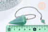 Pendule radiesthésie aventurine chaine argent, pendule magnétisme, litotherapie,création bijoux,23cm, x1 G5665