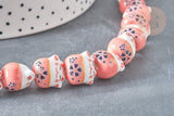 Perle Chat chanceux porcelaine rose 14mm, perle céramique, fabrication bijoux animal, perle chance chat, x5 (G7998)