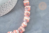 Perle Chat chanceux porcelaine rose 14mm, perle céramique, fabrication bijoux animal, perle chance chat, x5 (G7998)