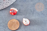 Perle Chat chanceux porcelaine rouge 14mm, x5 (G8681)
