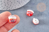 Perle Chat chanceux porcelaine rouge 14mm, x5 (G8681)