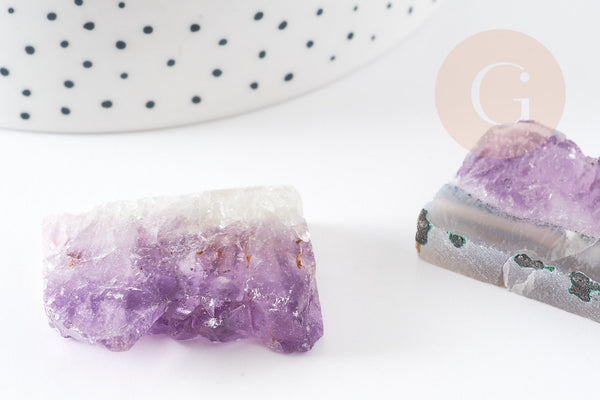 Perle Grosse améthyste brute violette,pendentif pierre, pierre naturelle, 28-35mm, x1 (G8973)