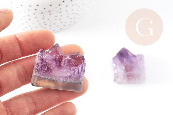 Perle Grosse améthyste brute violette,pendentif pierre, pierre naturelle, 28-35mm, x1 (G8973)