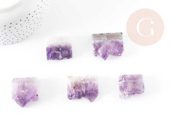 Perle Grosse améthyste brute violette,pendentif pierre, pierre naturelle, 28-35mm, x1 (G8973)