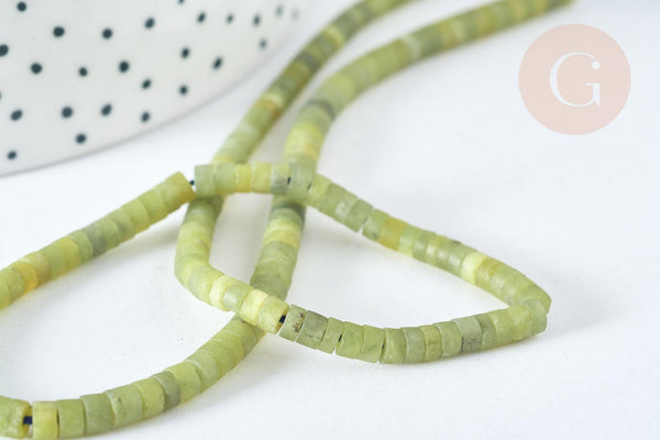 Perle Heishi jade vert 4mm, bijou en pierre naturelle,jade vert naturel, perle en pierre, fil de 44cm, x1 (G7225)
