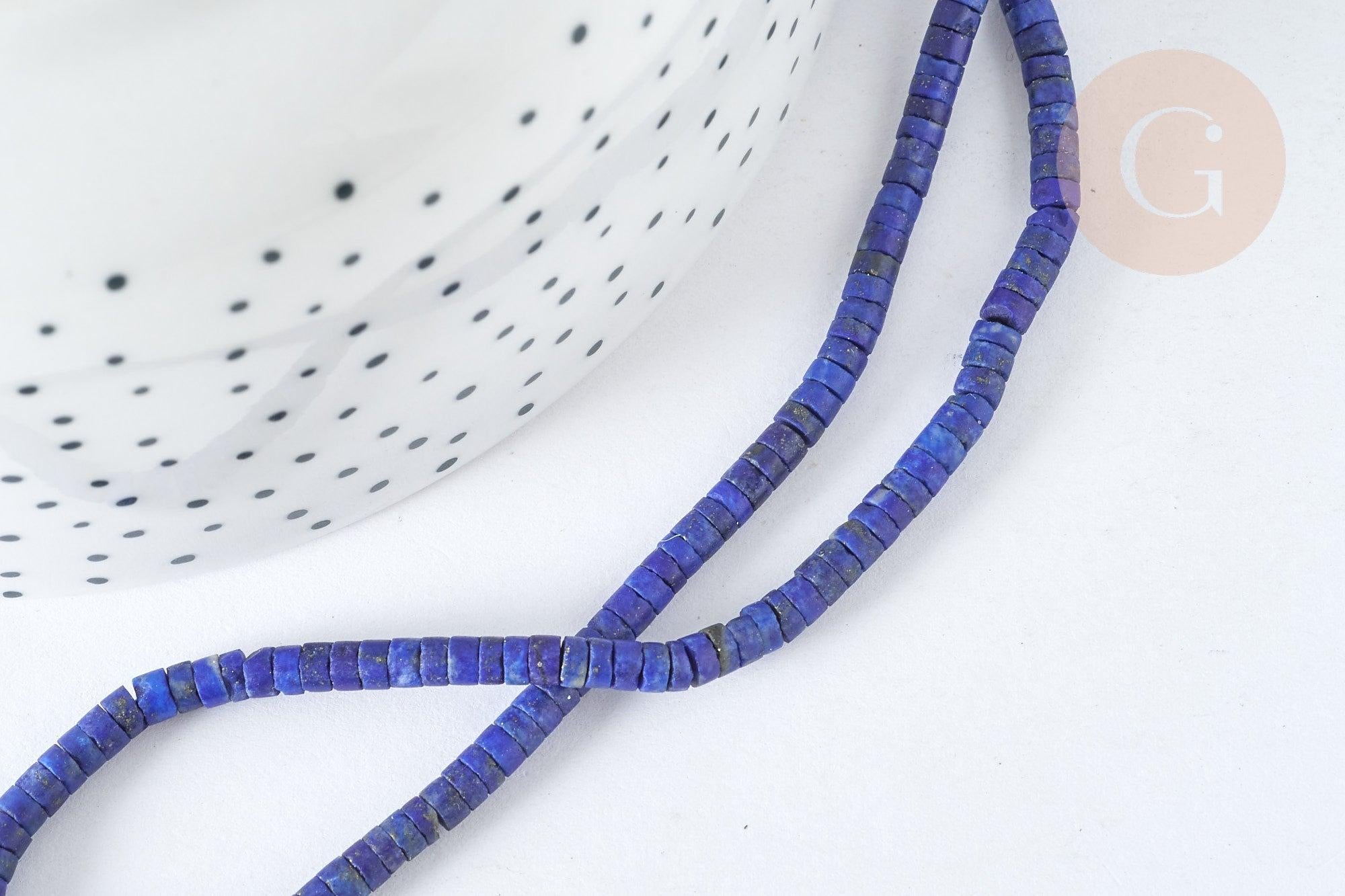 Perle Heishi lapis lazuli naturel 4mm, x1 fil de 38cm (G7223)