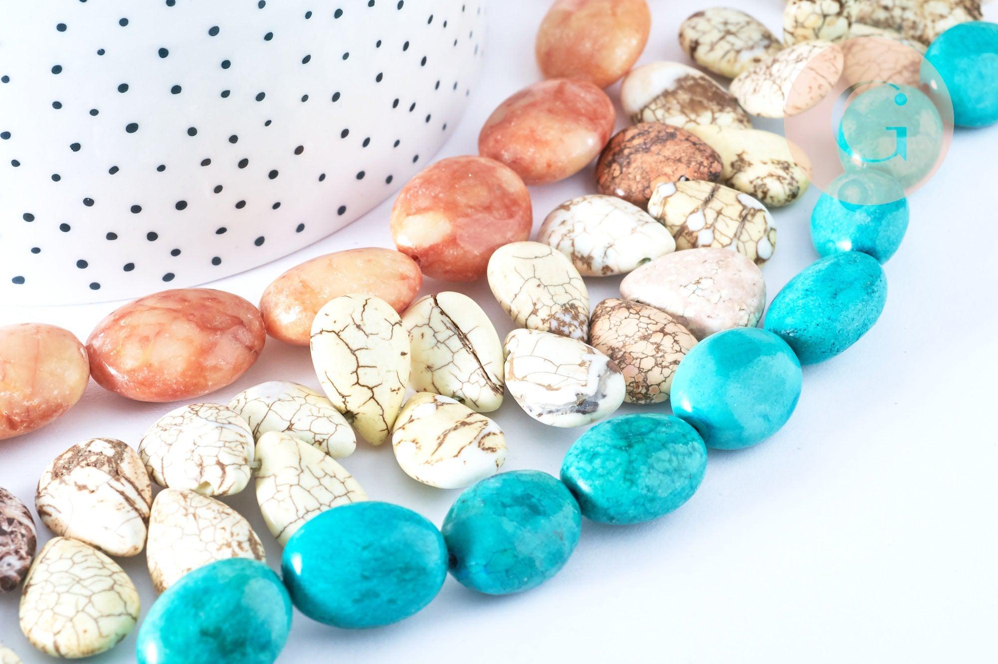 Perle Howlite ovale naturelle 7-49mm,création bijoux pierre naturelle, x2 (G9257)