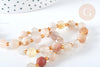 Perle Ronde Agate facettée fleur de cerisier naturelle 7.5mm, x1 fil de 38cm (G7455)