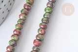 Perle Rondelle Jaspe de sésame teintée facettée vert rouge 6x4mm, le fil de 37.5cm (G7869)