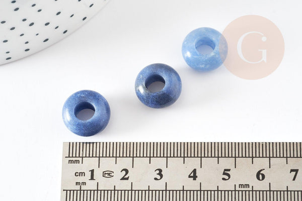 Perle Rondelle donut aventurine naturelle bleu 14mm, rondelle pierre pour création bijoux x2 (G9210)