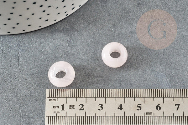 Perle Rondelle donut quartz rose naturel 14mm, rondelle pierre pour création bijoux x2 (G9214)