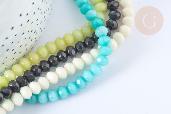 Perle Rondelle jade teinté 8x6mm, création bijoux pierre, le fil de 38cm, X1 (G7660)