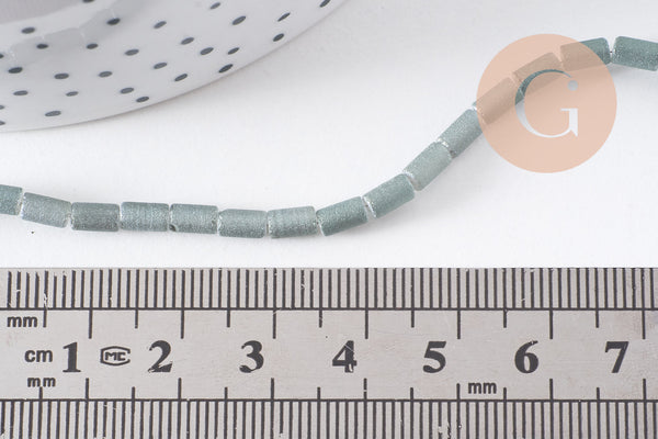 Perle Tube verre mat métallisé, des perles originales pour créer des bijoux fantaisie DIY, 5x3mm, x1 fil 49.9cm, (G5035)