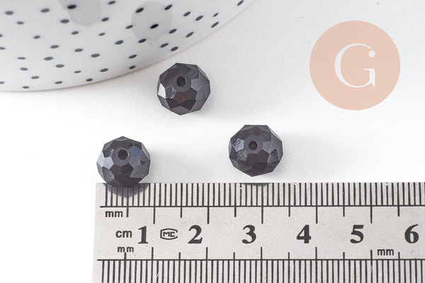 Perle abacus cristal facetté noir 10mm, x 10 perles (G8265)