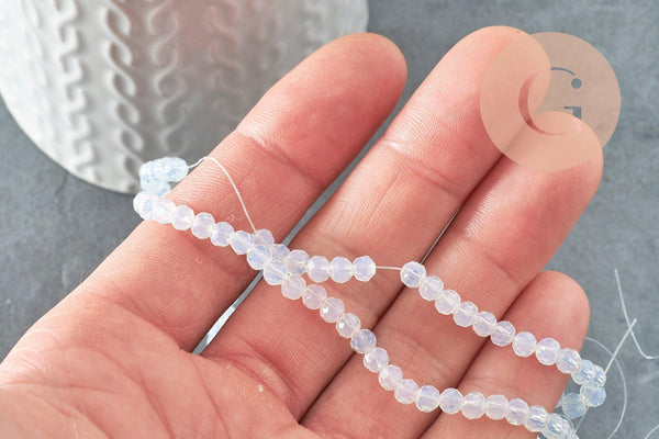 Perle abacus jade blanc, perle jade,pierre, pierre, jade facette,4x2mm,fil 35cm, x1 (G3630)