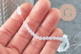 Perle abacus jade blanc, perle jade,pierre, pierre, jade facette,4x2mm,fil 35cm, x1 (G3630)