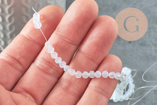 Perle abacus jade blanc, perle jade,pierre, pierre, jade facette,4x2mm,fil 35cm, x1 (G3630)