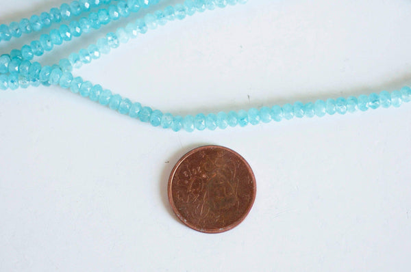 Perle abacus jade naturel bleu 4x2mm,fil 137 perles, x1 (G6742)