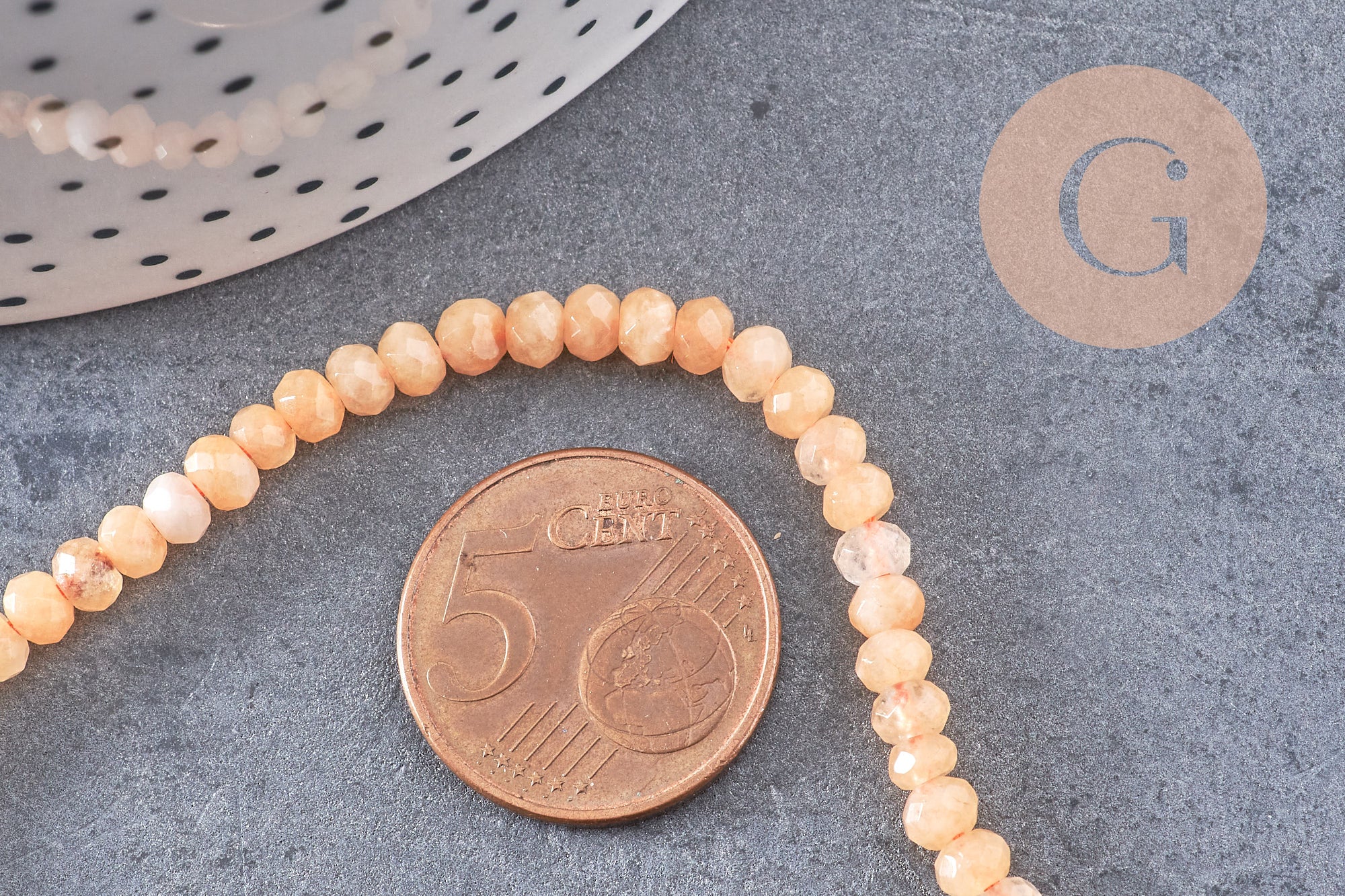Perle abacus jade naturel teinté orange 4x2mm, x1 fil de 35cm (G2698)