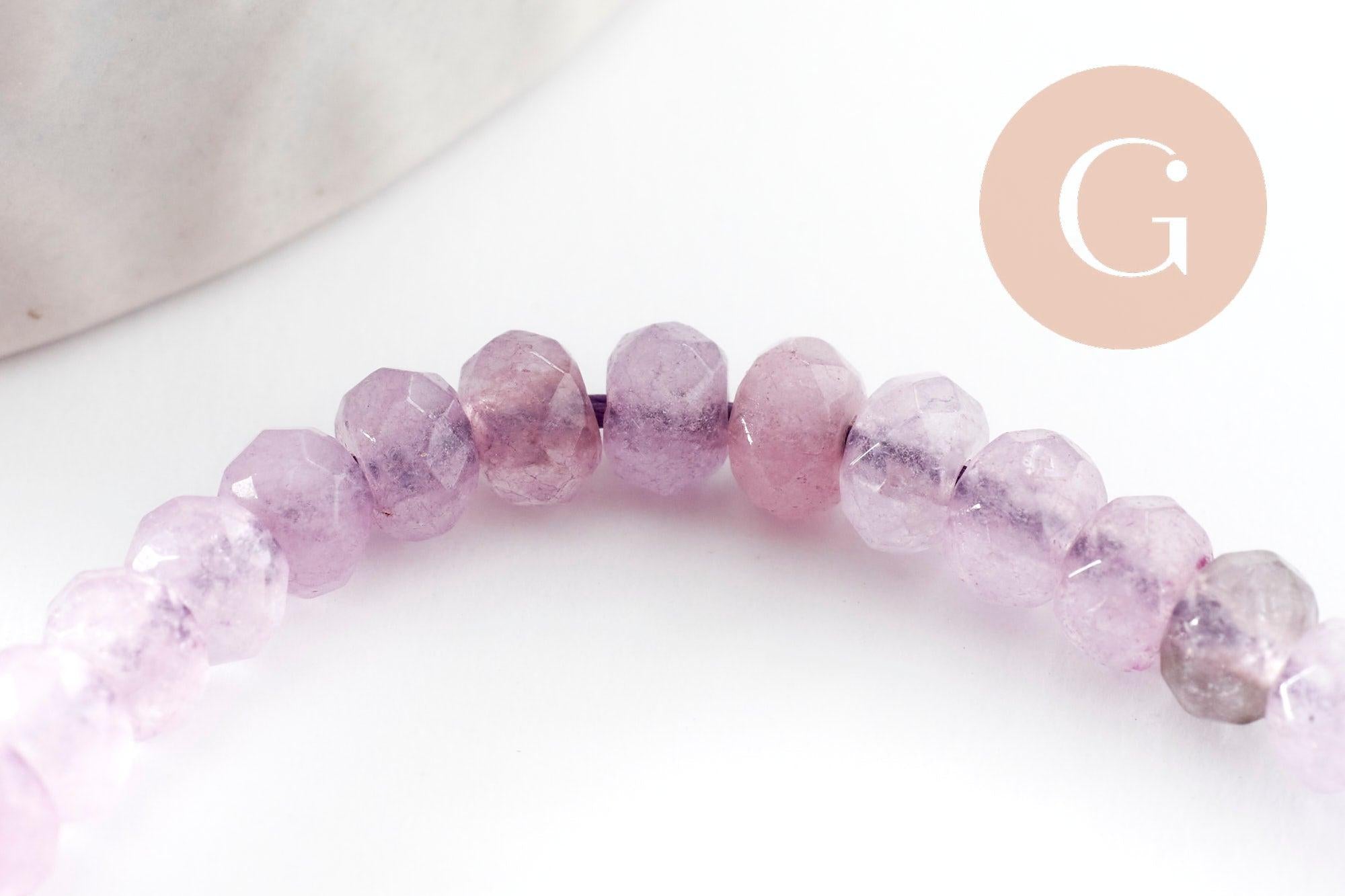 Perle abacus jade rose clair,pierre naturelle,perle facette,jade,4x2mm,fil de 35 cm, x1 (G3069)