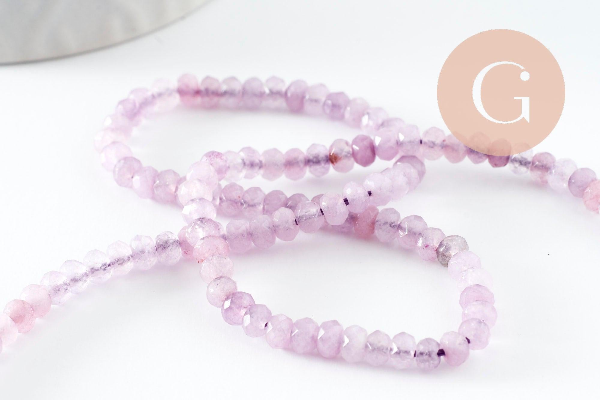 Perle abacus jade rose clair,pierre naturelle,perle facette,jade,4x2mm,fil de 35 cm, x1 (G3069)