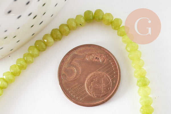 Perle abacus jade vert clair 4x2mm, perle jade, pierre naturelle, perle facette, fil 35cm, x1 (G3002)