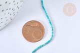 Perle abacus turquoise naturelle 1mm, x1 fil de 30cm (G7224)
