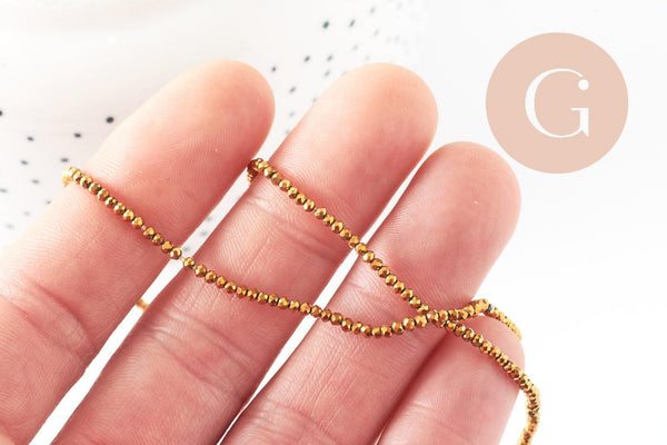 Perle abacus verre facettée doré 2mm, x1 fil de 37cm (G7448)