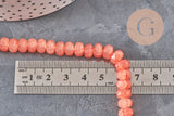 Perle abacus verre rose corail opaque imitation jade 7.5mm, x1 fil de 37cm (G11383)
