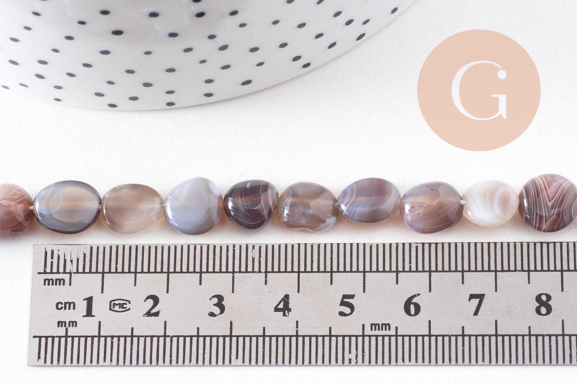 Perle agate Botswana rayée nuggets, perle agate,pierre naturelle,agate naturelle,perle pierre ronde,8-13mm,x1 (G2039)